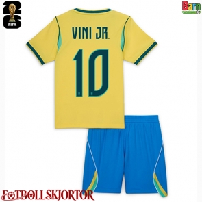 Brasilien Vinicius Junior #10 Hemmakläder Barn VM 2026 Kortärmad (+ Korta byxor)